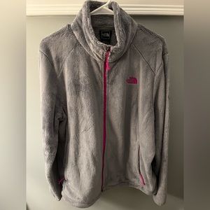 THE NORTH FACE Women’s Osito Full Zip Fleece Jacket, worn once, XL, Grey w/ pink